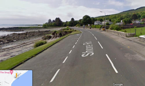 Coming from Dunoon, Trinity Lane is on the right, just after the layby & before the Tennis Club